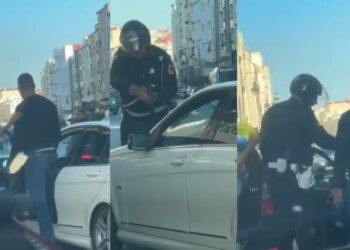 طنجة..ولاية الأمن تتفاعل مع  شريط فيديو لشرطي يشهر سلاحه الوظيفي في وجه أحد مستعملي الطريق